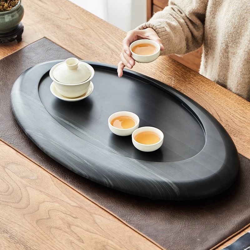 免運 茶盤 茶臺 泡茶臺 功夫茶臺 整塊皇庭玉石茶盤家用2024新款創意輕奢現代小型辦公室功夫泡茶臺 八折減免 特價出 可開發票【店長推薦】