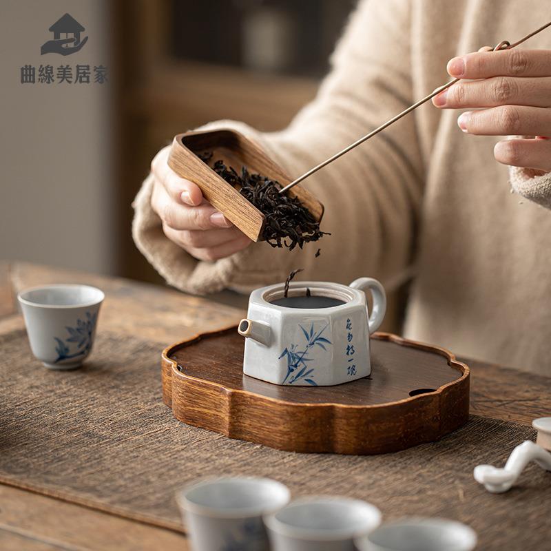 手繪青花梅蘭竹菊茶具套裝家用國風一壺四杯陶瓷功夫茶具節日禮品