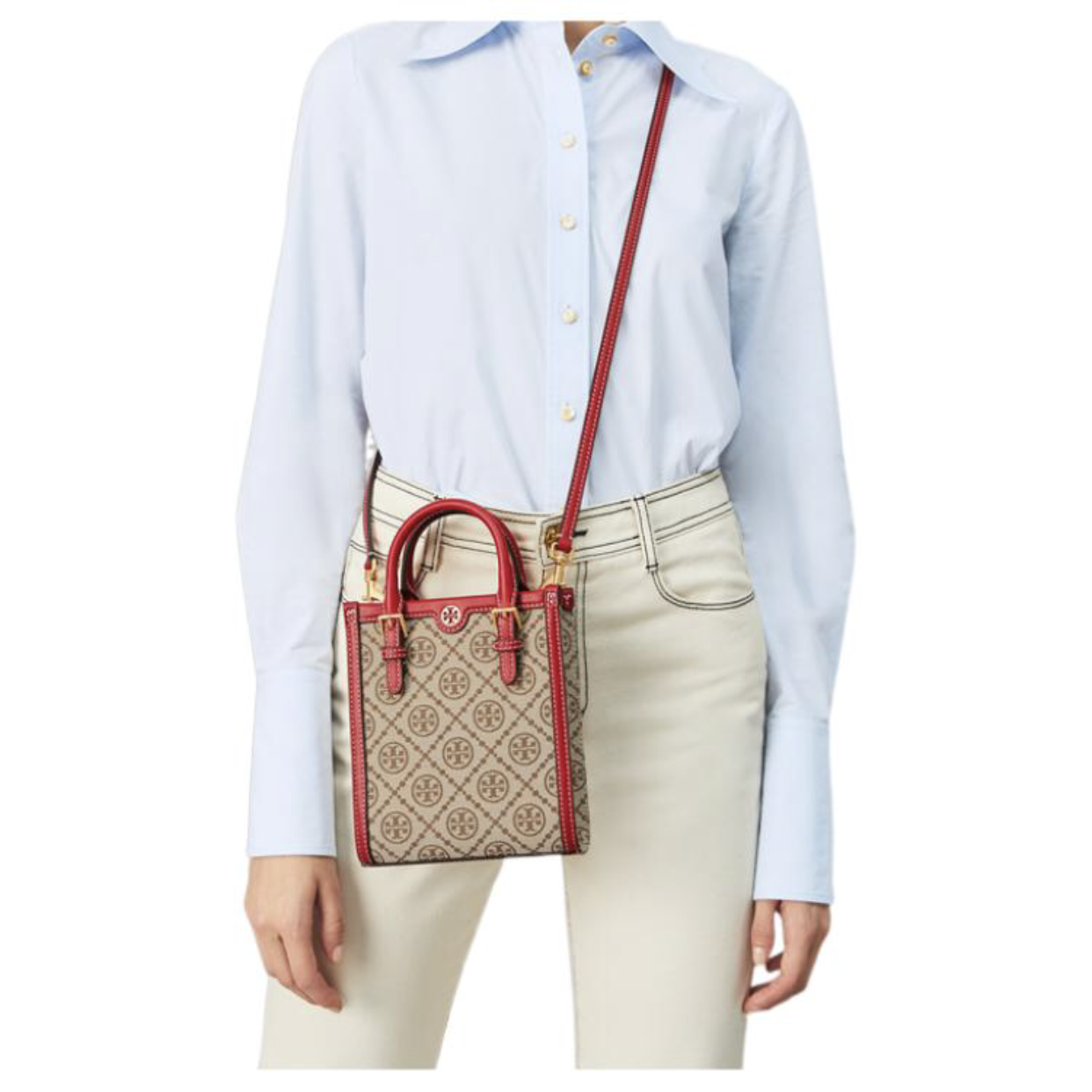 精選★TORY BURCH T MONOGRAM 提花迷你托特手提包 87146 (藍色現貨) ~【母親節禮物★菲尼斯 國際精品3折起 春夏新品 換季下殺】 9