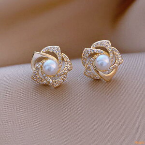 樂淘館耳釘女純銀小巧精致花朵珍珠耳飾氣質高級輕奢大氣設計感小眾耳環