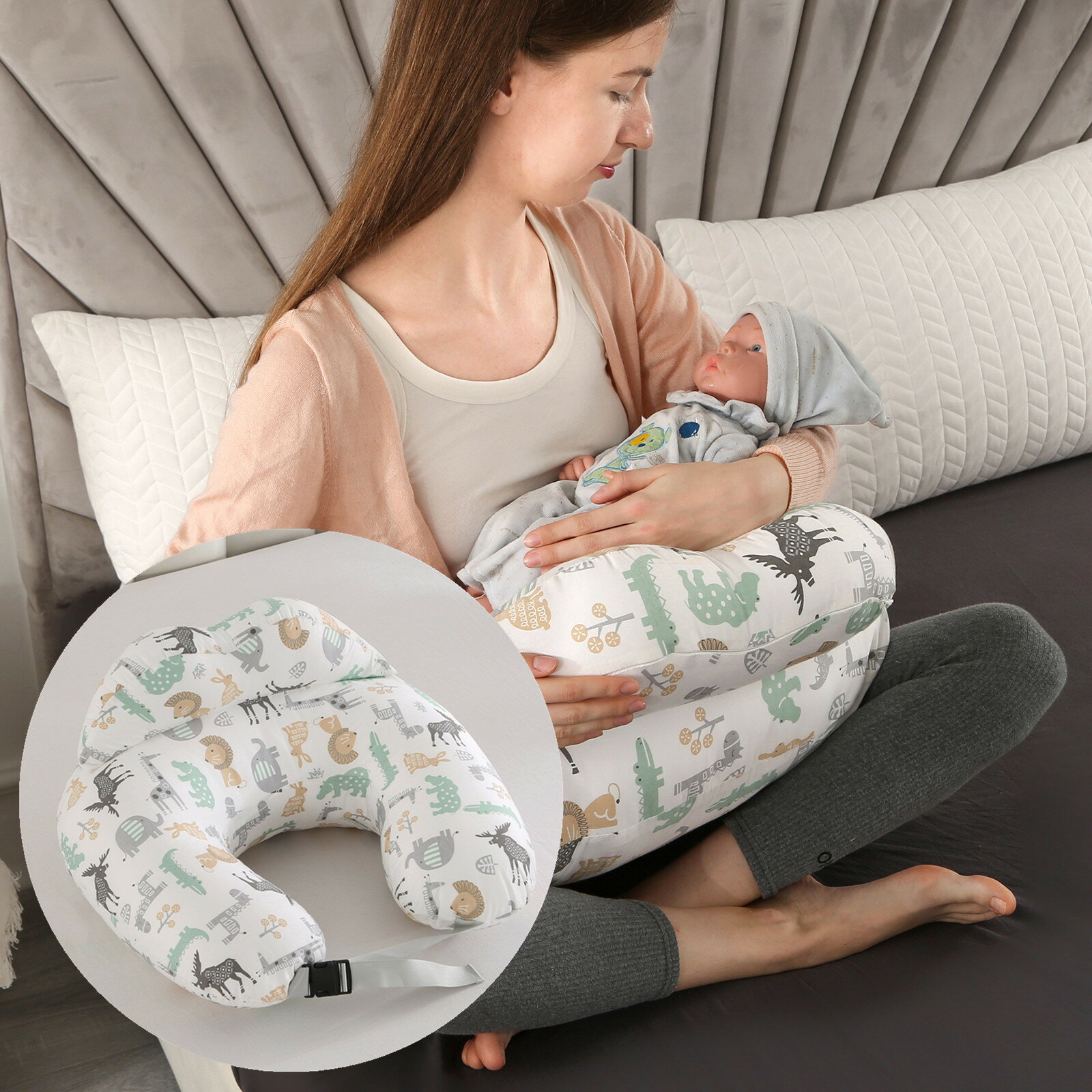 哺乳枕嬰兒枕頭喂奶枕多功能可拆卸孕婦枕頭
