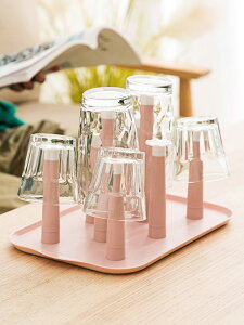 花型塑料杯子架家用倒掛茶杯收納架 玻璃杯置物架杯架水杯瀝水架