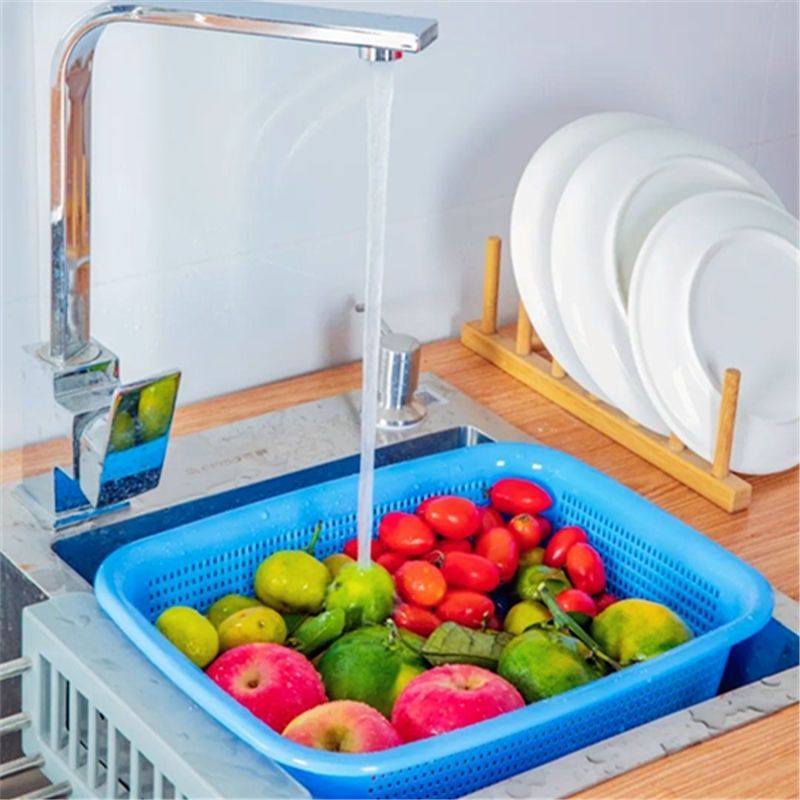 10個裝方型鏤空瀝水籃洗菜籃收納筐廚房蔬菜濾水篩多功能
