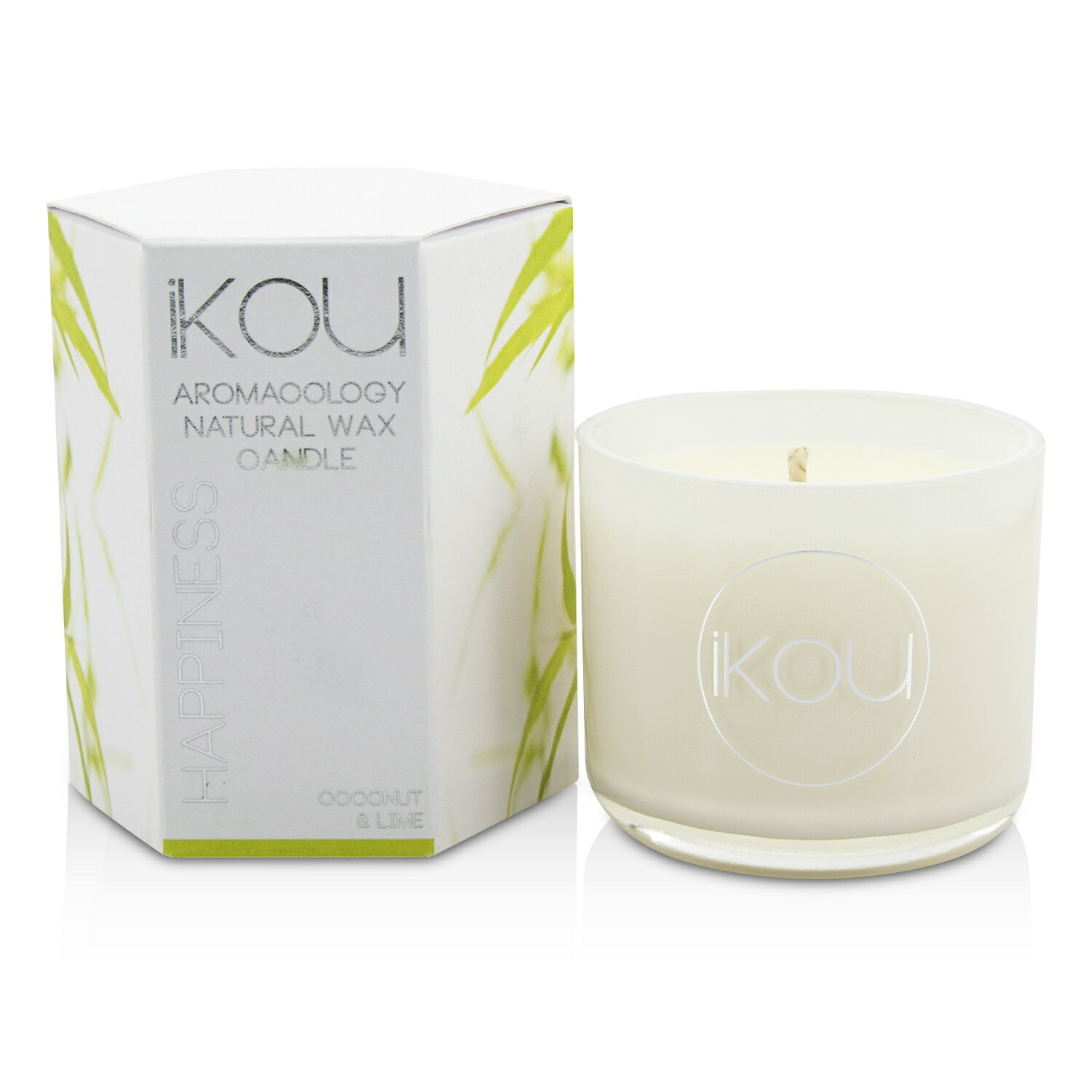 iKOU - Aromacology天然蠟蠟燭 -幸福 (椰子和青檸)Eco-Luxury Aromacology Natural Wax Candle Glass - Happiness (Coconut & Lime)