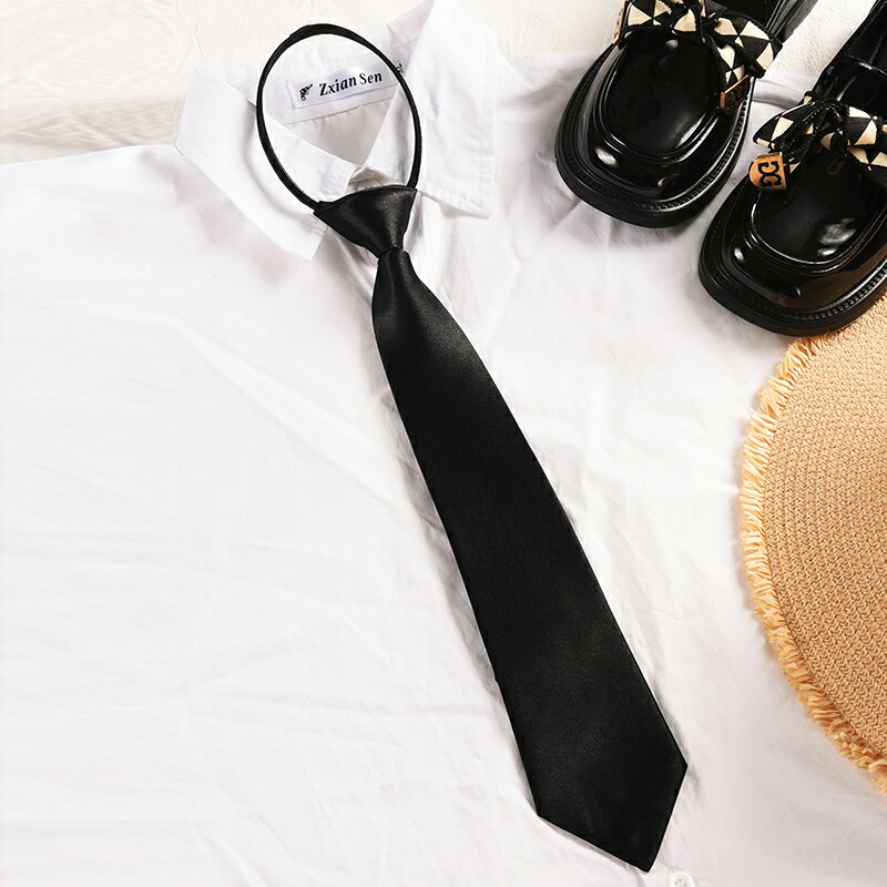 領帶 領巾 領結 jk黑色領帶領結女學生學院風襯衫韓版男生拉鍊式免打款女士裝飾潮『ZW6343』