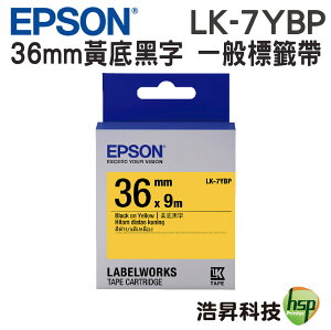 EPSON LK-7YBP 36mm 粉彩系列 原廠標籤帶 黃底黑字