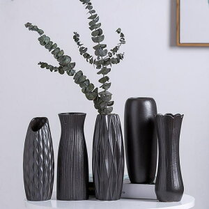 現代花瓶黑色水培工藝花瓶客廳裝飾插花擺件