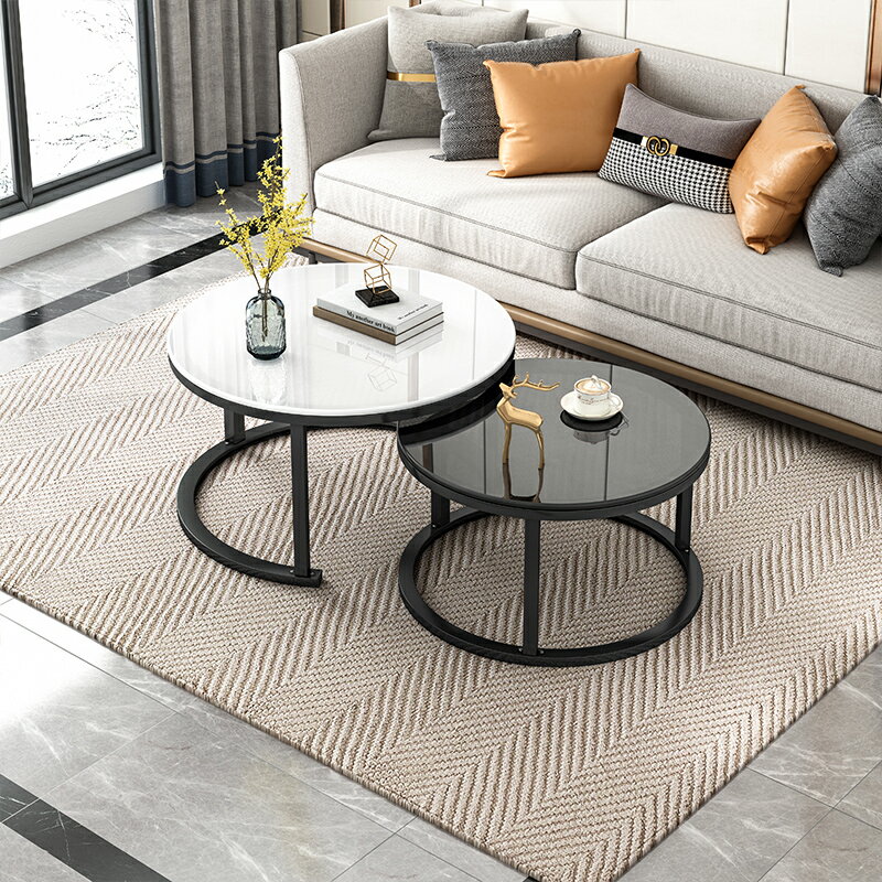 圓形茶幾小戶型輕奢現代客廳家用小桌子創意簡約圓幾鋼化玻璃茶幾