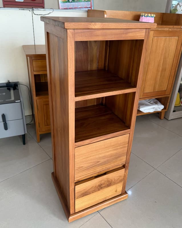 【歐風別館】艾瑪柚木全實木二抽收納櫃【基隆至台中免運費】