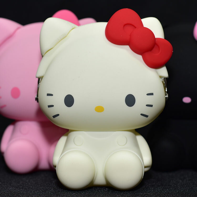 <br/><br/>  白色 Hello Kitty 凱蒂貓造型 矽膠零錢包 3D置物包 mimi POCHI 日本正版<br/><br/>