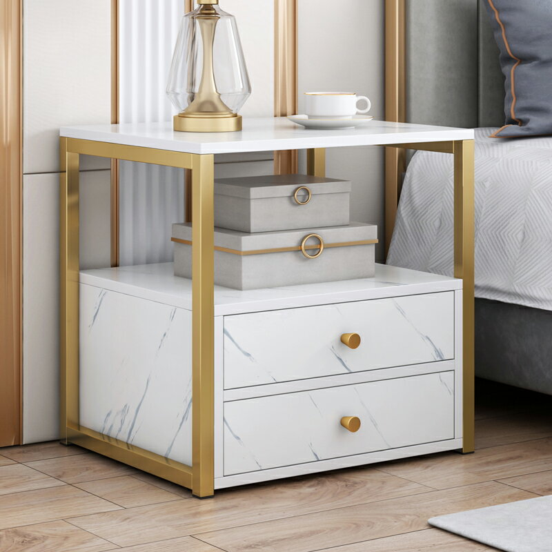 床頭柜現代輕奢置物架簡約北歐風 ins臥室小型收納儲物床邊小柜子