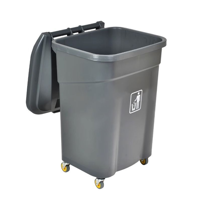 垃圾桶 室內外垃圾桶 超寶四輪翻蓋式戶外垃圾桶塑料加厚帶蓋方形大號滾動式環保垃圾箱 可開發票