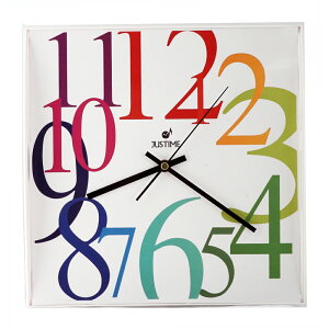 【鐘情坊 JUSTIME】彩虹亮麗風格方型時鐘 大數字清晰易讀掛鐘 靜音滑行省電 方形時鐘 壁鐘 家飾品掛鐘