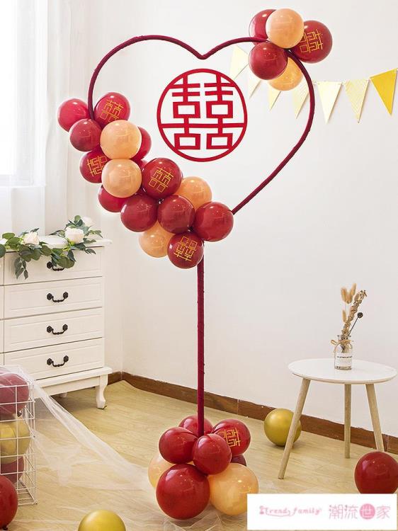 氣球立柱 ins風結婚佈置婚房裝飾酒店桌飄氣球立柱婚禮訂婚宴婚慶房間場景 【林之舍】