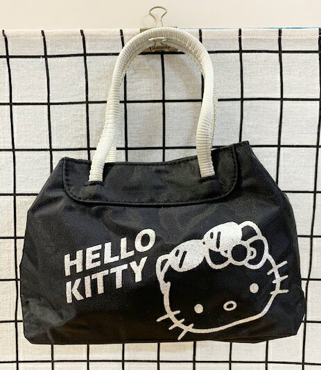 【震撼精品百貨】Hello Kitty 凱蒂貓 日本SANRIO三麗鷗KITTY手提袋-黑銀線條*96779 震撼日式精品百貨