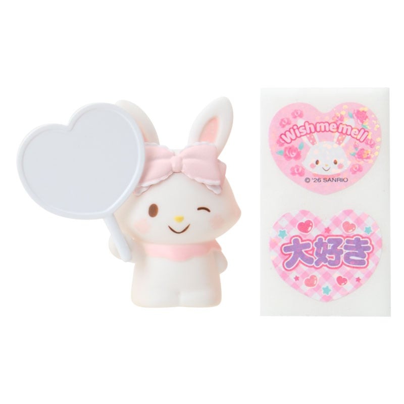 asdfkitty*三麗鷗 粉盒 許願兔 應援扇造型夾子 手指玩偶 附貼紙-名片夾 相片夾-日本正版商品