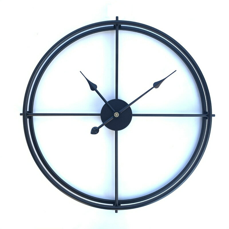熱賣款創意時尚鐵藝掛簡約鐘客廳雙層時鐘工藝鐘表