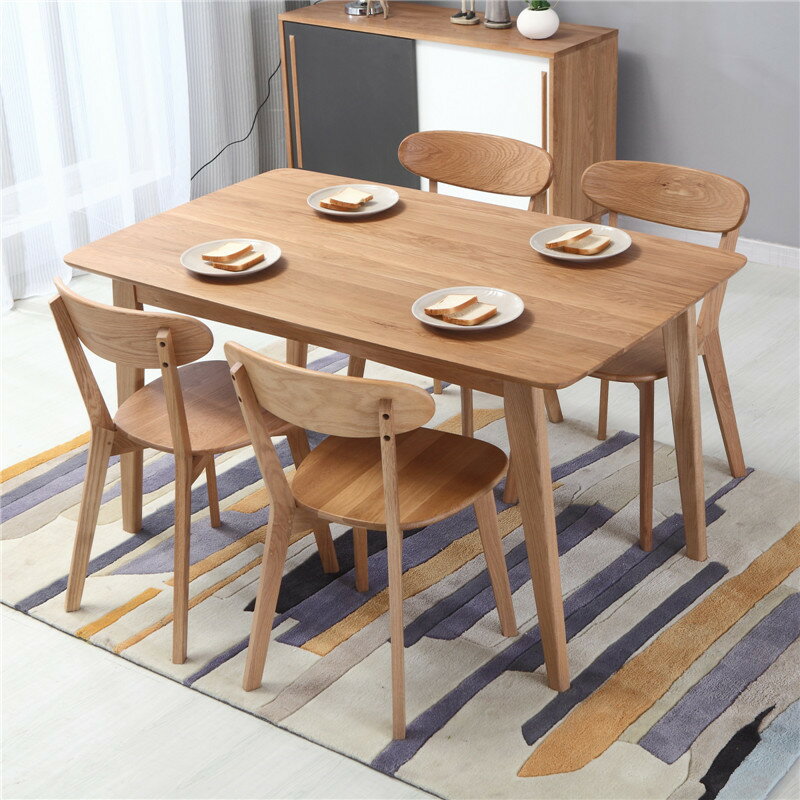 餐桌 北歐白橡木餐桌椅組合餐廳一桌四六椅可定小戶型家具