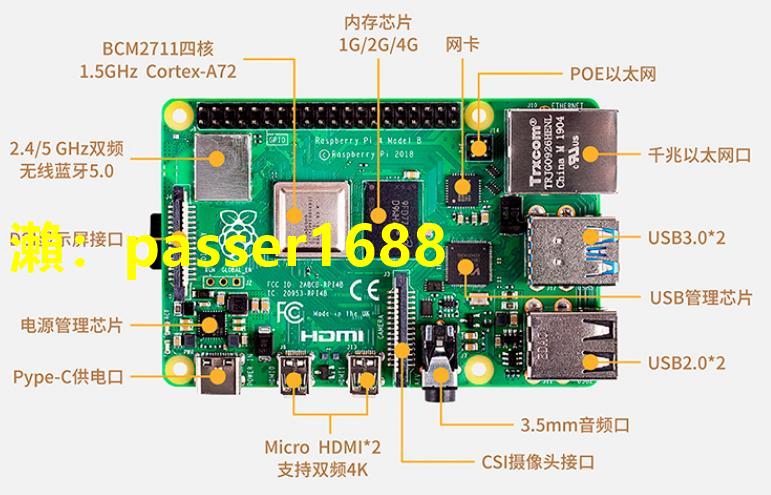 新品4代樹莓派4b/3b Raspberry Pi 4B model B linux電腦AI開發板| 幸福