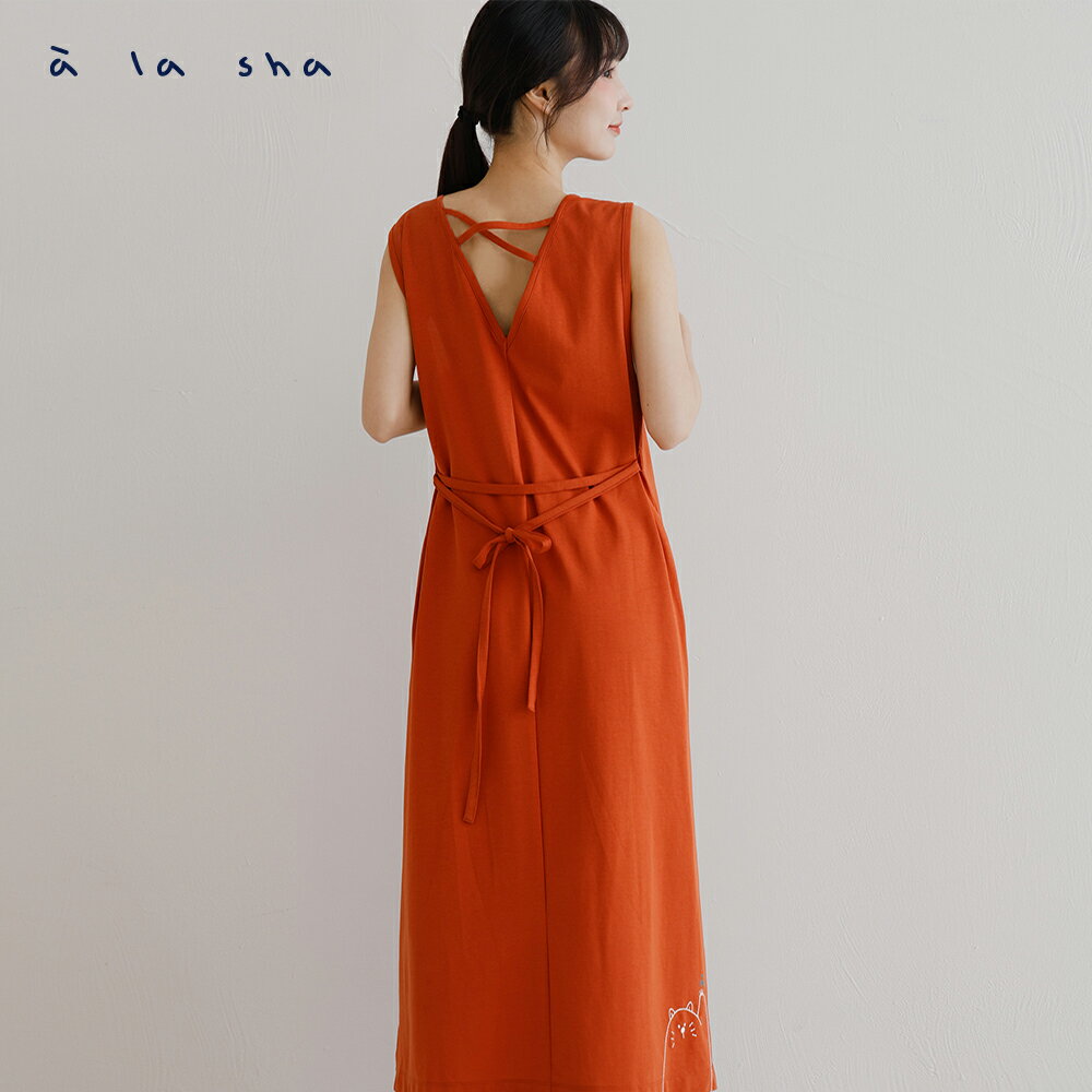 a la sha 氣質腰綁帶背心洋裝