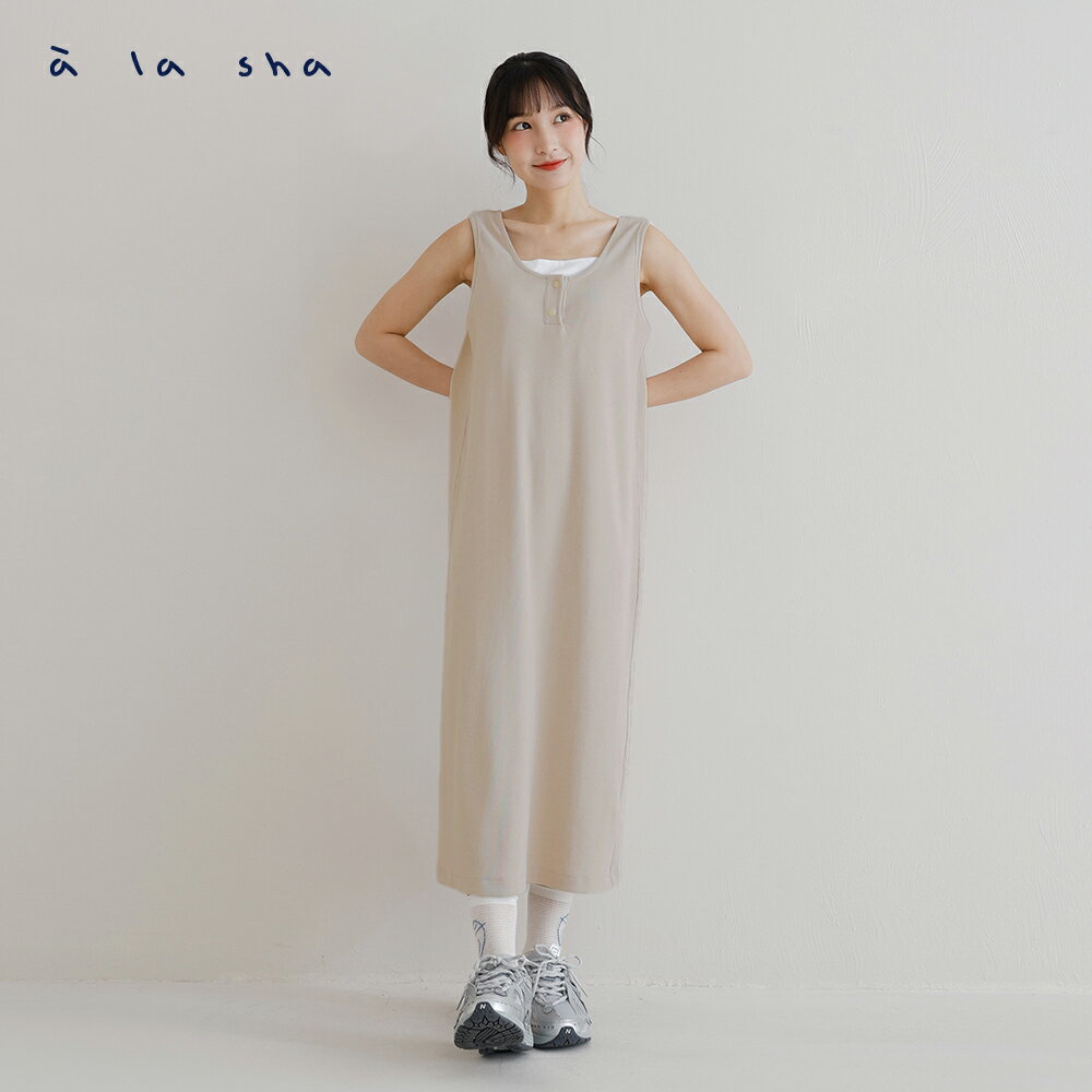 a la sha 假兩件式背心洋裝