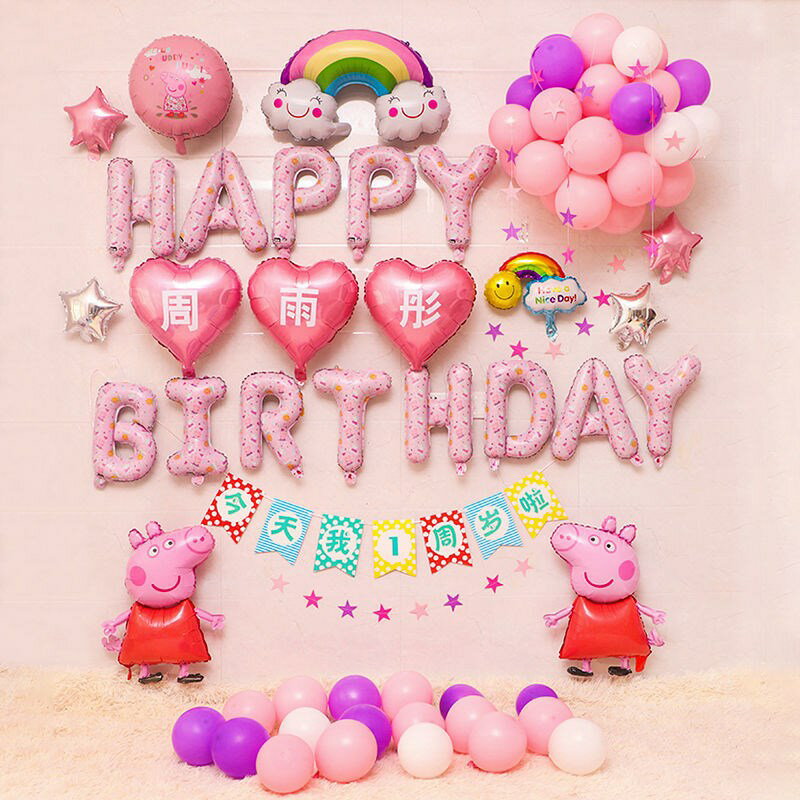兒童氣球生日裝飾場景佈置寶寶周歲生日佈置定製主題派對背景墻