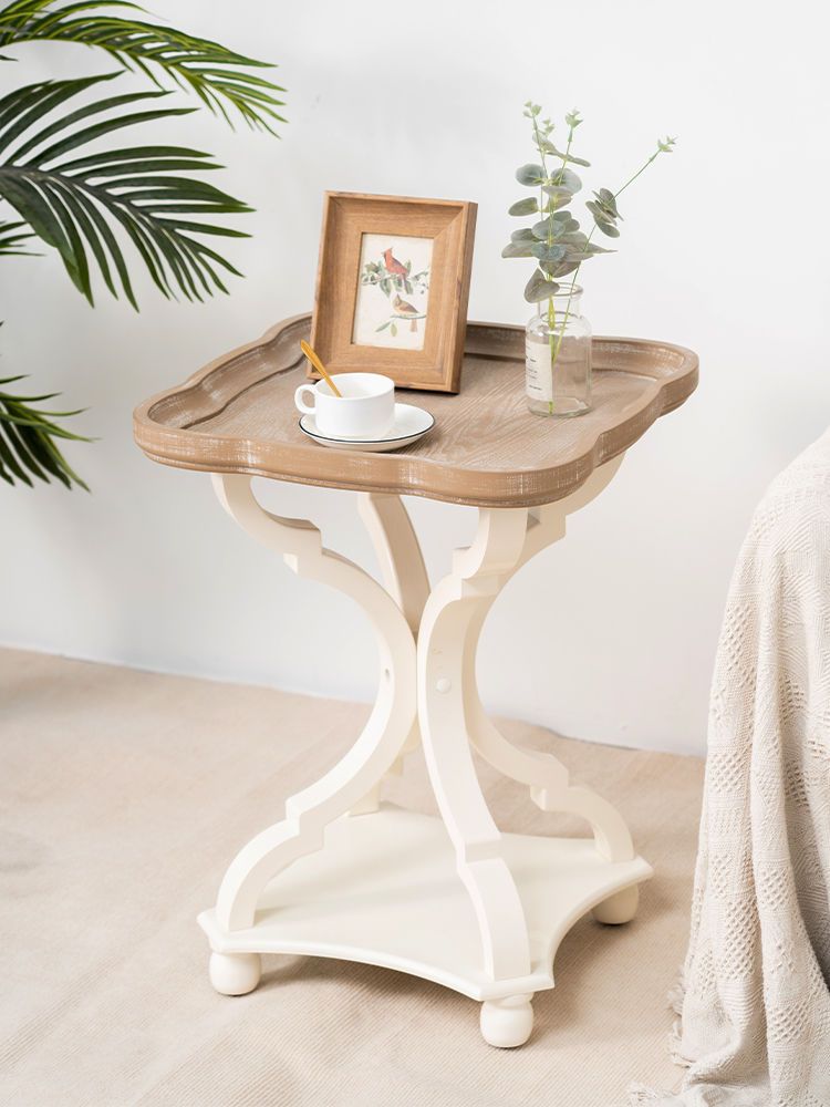 美式復古做舊輕奢創意沙發小邊幾簡約法式小圓桌子小茶幾迷你角幾
