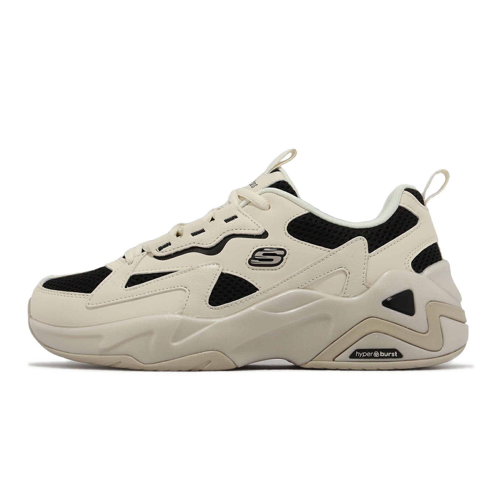 Skechers 休閒鞋 D Lites Hyper Burst 女鞋 米白 黑 固特異大底 老爹鞋 記憶鞋墊 拼接 896178NTBK