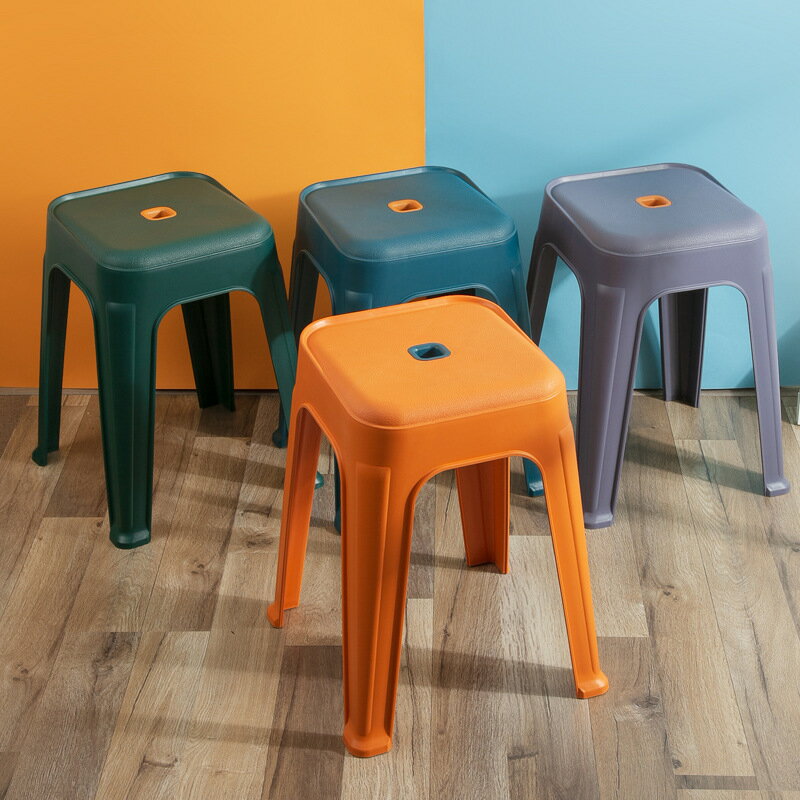 加厚塑料凳子家用椅子成人方凳高檔客廳凳可疊放餐桌凳熟膠凳