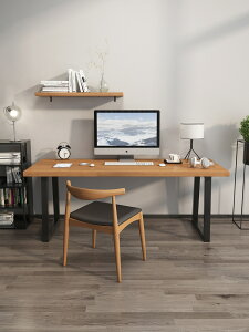 實木電腦颱式桌簡約臥室家用書桌北歐長條辦公桌現代電競桌工作颱