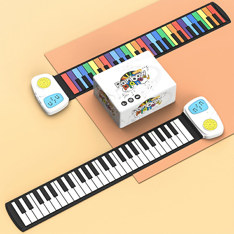 電子琴 電鋼琴 樂器 音哆哆手卷電子鋼琴49鍵初學者入門兒童鍵盤便攜式軟折疊玩具 全館免運