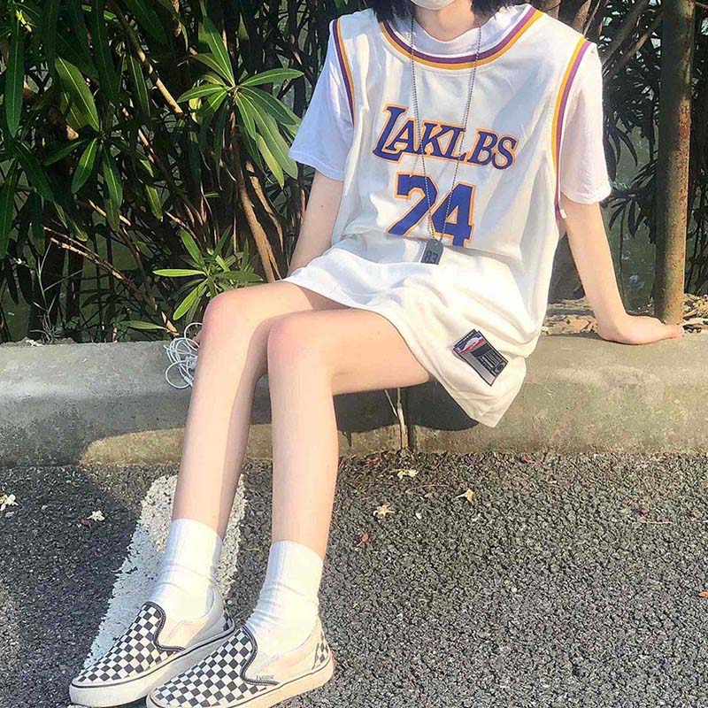 湖人隊T恤女2022夏季籃球服背心外穿寬松港風無袖情侶休閑ins潮牌