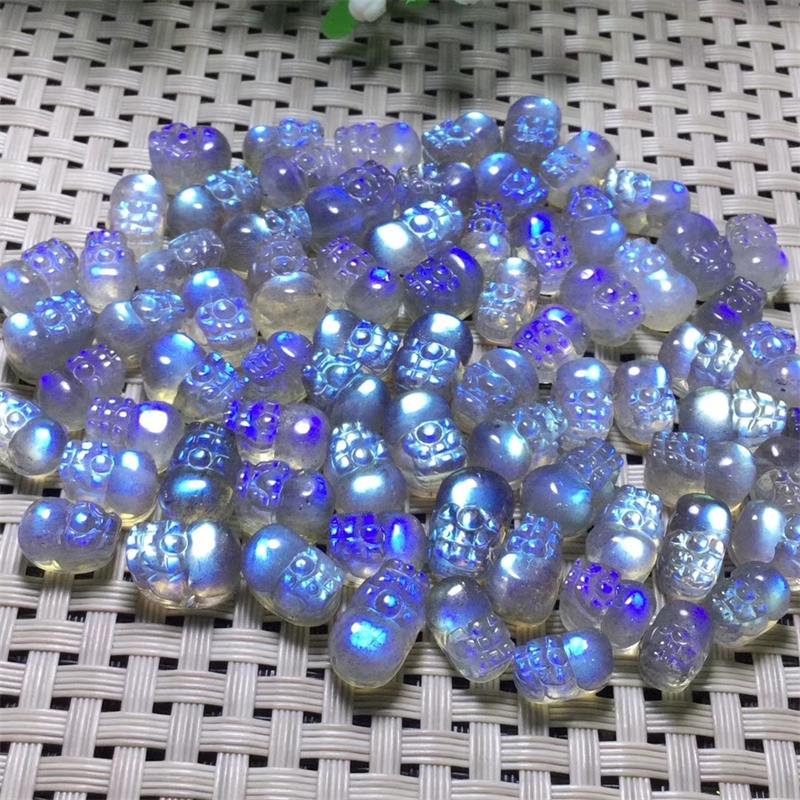 天然拉長石貔貅直孔灰月光貔貅串手鏈編織手鏈配件 diy水晶首飾品