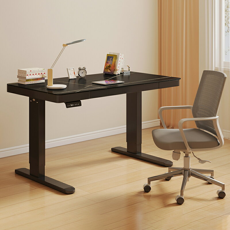 實木智能電動升降桌電腦桌可升降桌腿電競桌子書房辦公書桌工作臺