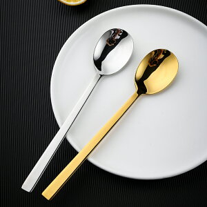 304不銹鋼勺筷子套裝韓國金色長柄勺家用實心湯匙調羹韓式拌飯勺