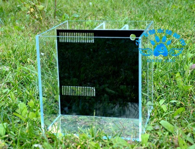 小飛熊水族 背濾超白玻璃缸 雙面切邊 鏡面磨邊 缸40cm方缸 厚