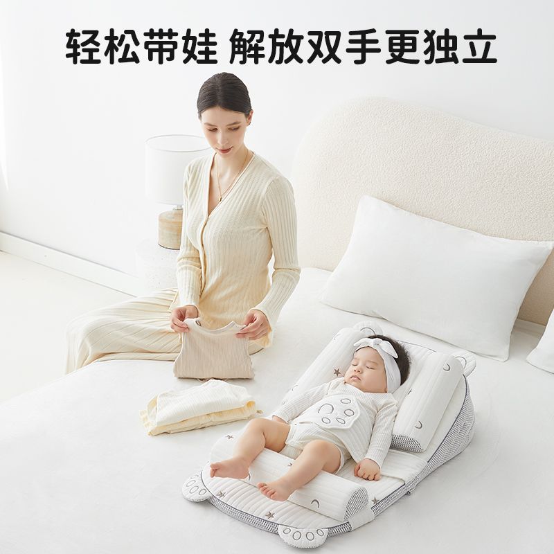 免運/可開票 新生兒斜坡枕嬰兒防吐奶躺睡神器餵奶斜坡墊寶寶可調節30度床中床D