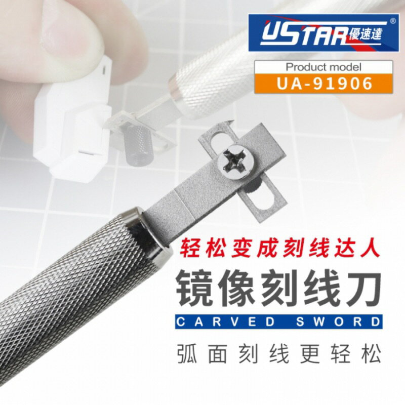 【鋼普拉】現貨 USTAR 優速達 UA91906 映象刻線刀 高達模型推刀 輔助器 雕刻刀