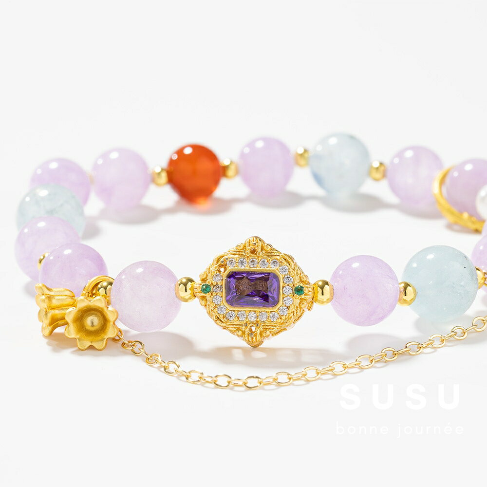 SU SU︱煙雨水晶手鍊❤️薰衣草紫水晶 紅瑪瑙 海藍寶 事業運 招財 轉運 能量 防小人 送禮 推薦 5