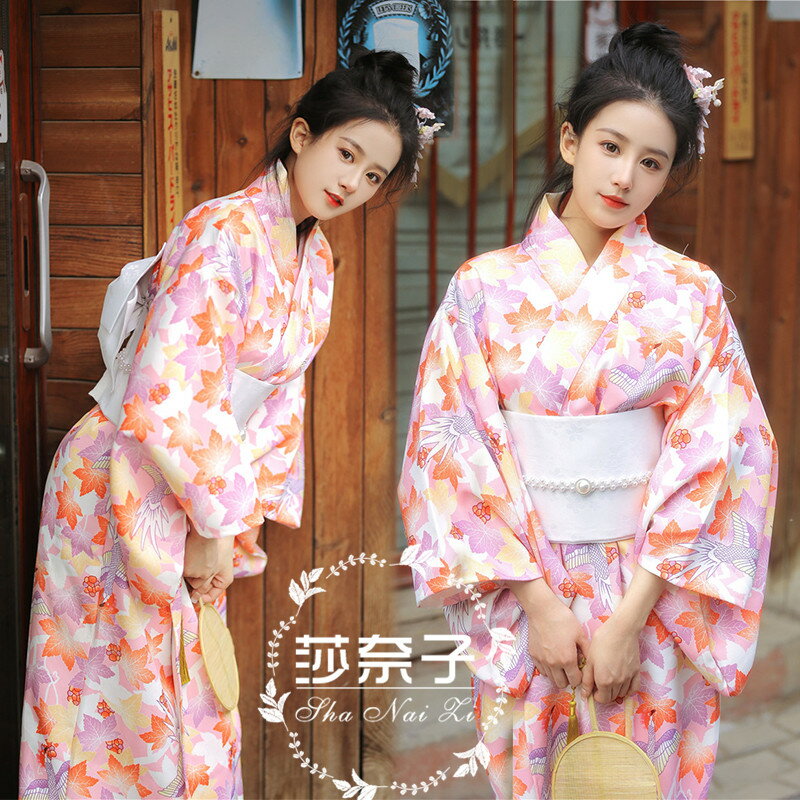 日式和服神明少女日式和風粉色祈愿兔浴衣女復古連衣裙改良傳統正裝和
