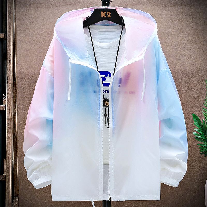 夏季防曬衣男冰絲透氣防紫外線防曬服潮流輕薄百搭連帽夾克釣魚服
