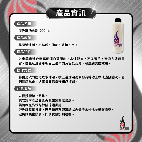 ❤️B0017-淺色車洗白劑 1