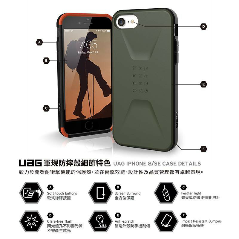 UAG 耐衝擊 防摔 簡約 風格 美國 軍規 保護殼 手機殼  適用 iphone SE 2 SE3 2022 7 8 5