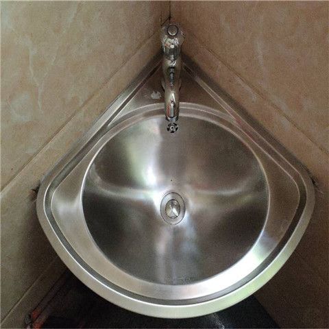 公司貨 爆殺 柔美直角槽304不銹鋼洗面盆小戶型洗手盆水池弧扇形三角掛墻水盆 快速發貨