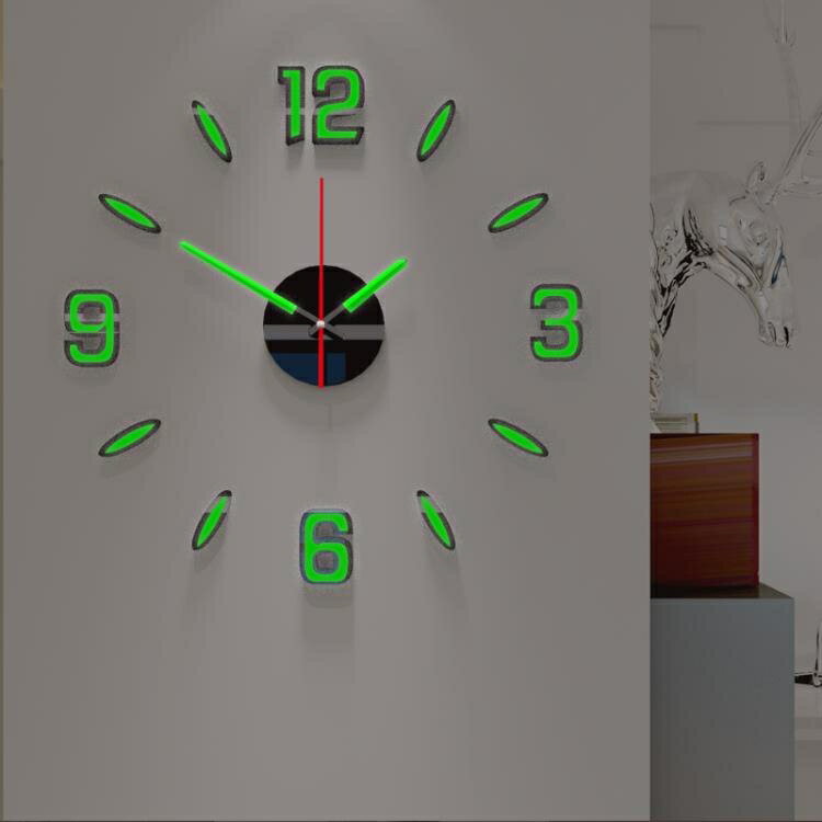 掛鐘 夜光DIY掛鐘客廳現代簡約靜音創意時鐘錶家用裝飾壓克力牆貼壁鐘