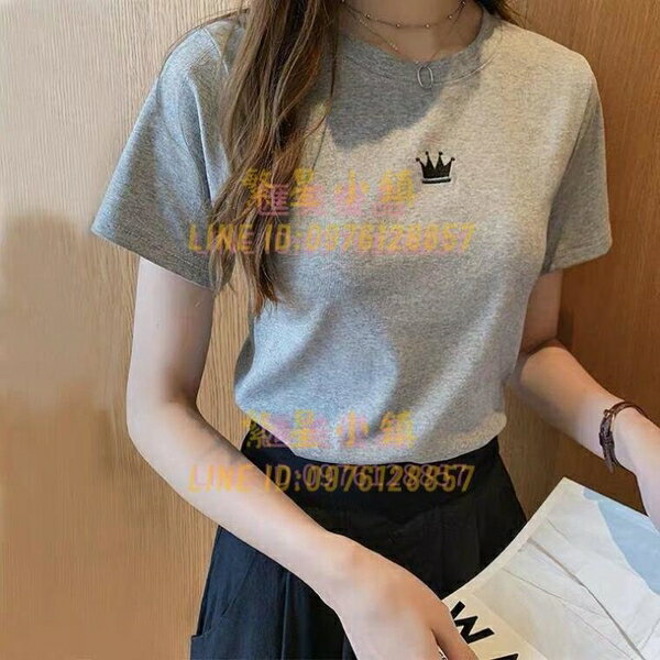 素色圓領短袖t恤女修身顯瘦時尚寬鬆半袖體恤上衣夏女【匯美優品】【繁星小鎮】