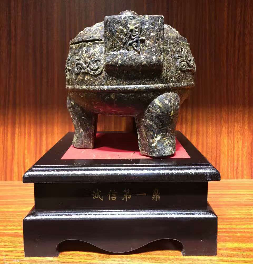 普洱茶圓鼎方鼎工藝品茶雕擺件立體三足圓鼎誠信第一鼎大茶雕擺件 9