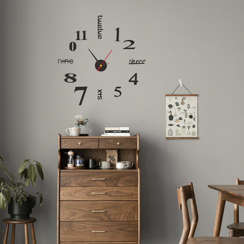 北歐現代簡約數字diy創意掛鐘 個性亞克力時鐘壁客廳裝飾石英鐘表
