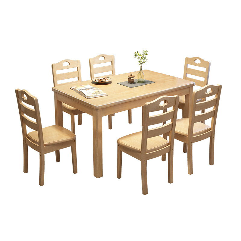 【免運】美雅閣| 全實木餐桌椅組合飯店現代簡約長方桌大小戶型簡易4人6人家用飯桌