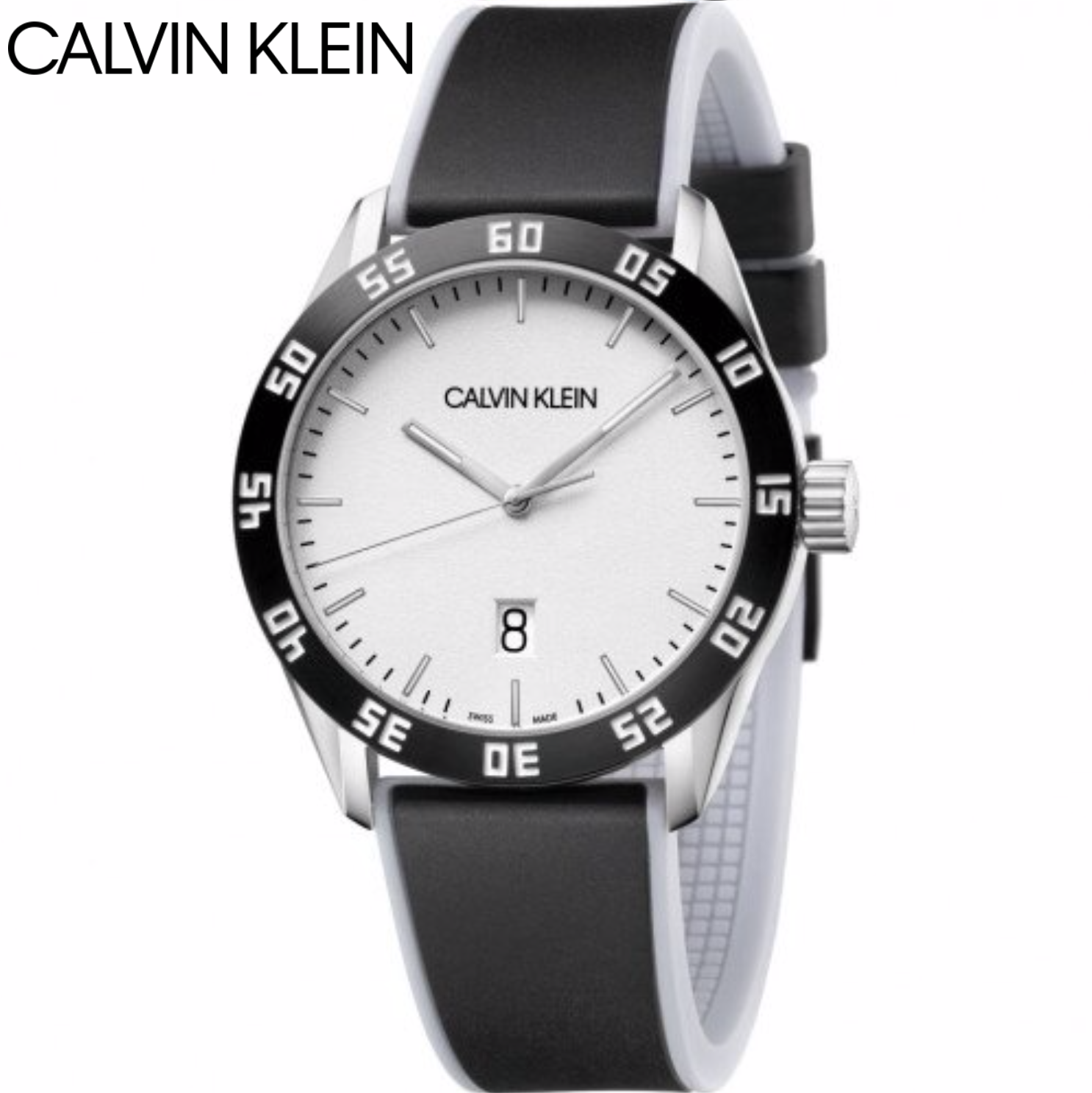 大台中時計 CALVIN KLEIN Compete系列 潮流時尚腕錶 K9R31CD6黑x白/42mm